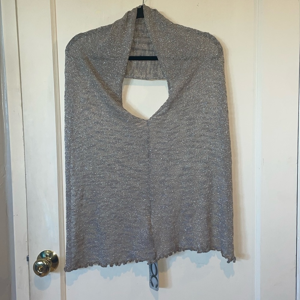 NWT Faux Vest/Top/Shawl Wrap Sparkly Taupe